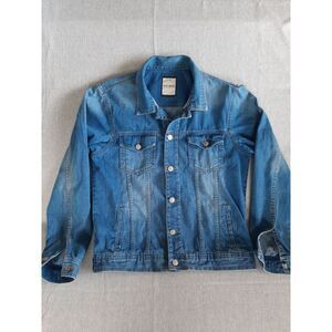 STF MAN Men 30 Slim Fit Pockets Button's Sleeve Classic‎ Faded Blue Denim Jacket